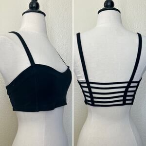 Brandy Melville Chiyo Bralette Top Lattice Cage Black